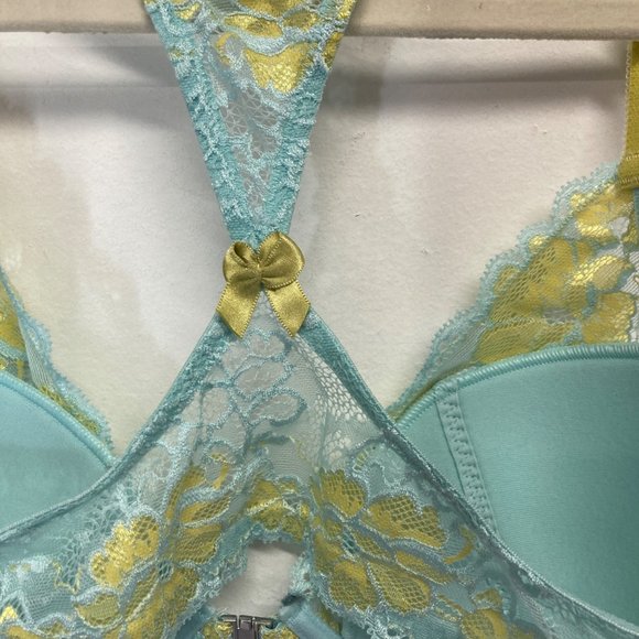 NWT adore me eggshell blue yellow lace underwire bra 34C - Picture 5 of 7